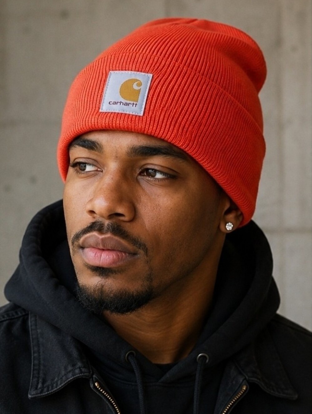 Carhartt Men’s Bright Coral/Orange Rib-Knit Beanie